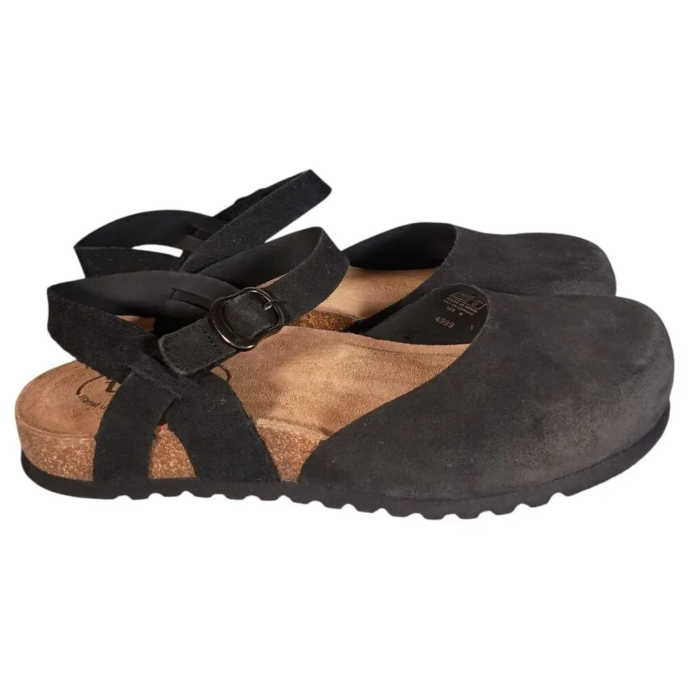 Taos Shoes Women’s 8 Black Suede Slingback Flat Closed Toe